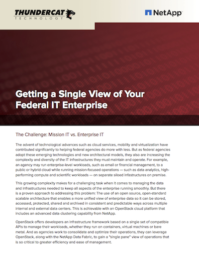 Getting a Single View of Your Federal IT Enterprise NetApp + ThunderCat Dec 2015 FINAL